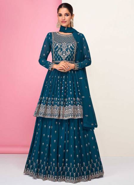 Blue Colour Pari Aashirwad New Designer Wedding Wear Georgette Suit Collection 9301